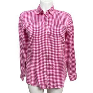 Talbots Gingham Button-Up Shirt Pink/White Size L